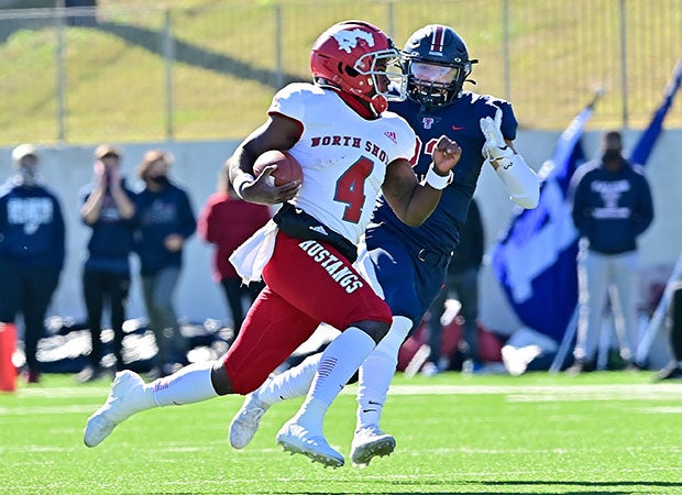 Dematrius Davis Jr. accounted for all seven of North Shore's touchdowns in Thursday's playoff victory over Tompkins.