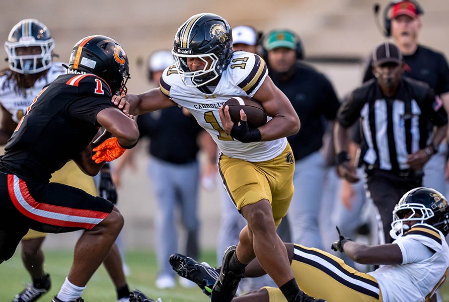 Carrollton sophomore Nick Archer ran 30 times for 316 yards and four touchdowns in a 62-24 win over Douglas County on Friday. (FILE PHOTO: Josh Ankeny)
