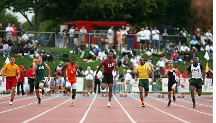 Romantay McLain (middle) is clearly the favorite in both the 100 and 200 heading into today's finals.
