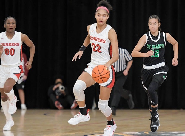 Sidwell Friends guard Kendall Dudley had 21 points and 13 rebounds in the Quakers' 53-35 win over Centennial in the State Champions Invitational semifinals on Friday. Sidwell meets Lone Peak in the finals and a rematch of a December meeting at Nike TOC. (Photo: Darin Sicurello)