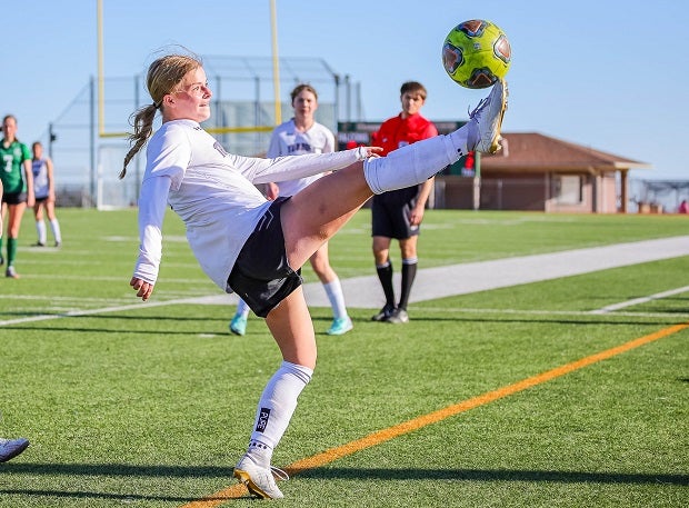 Discovery Canyon sophomore Ellen Fischer saves ball from going out of bounds in the Thunder's 5-0 win over Falcon. (Photo: David Saul)