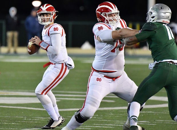 JT Daniels while leading Mater Dei to a 52-21 win over De La Salle in the 2017 CIF State Open Division championship at Sacramento State.