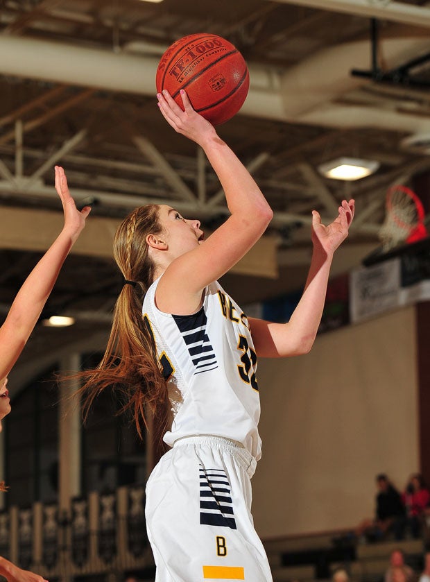 Mandy Steward with a sweet one-hand floater.  