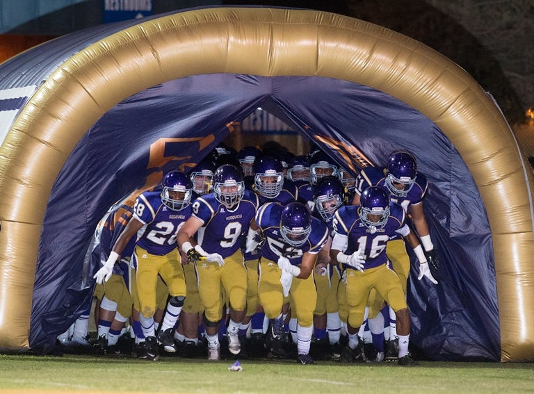 The Ridgeview football team takes the field.