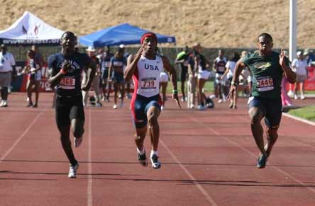 Thomas Tyner, right, is the Oregon record holder in the 100-meter dash.