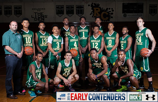 Head coach Dave Boff and the 2015-16 Roselle Catholic basketball team