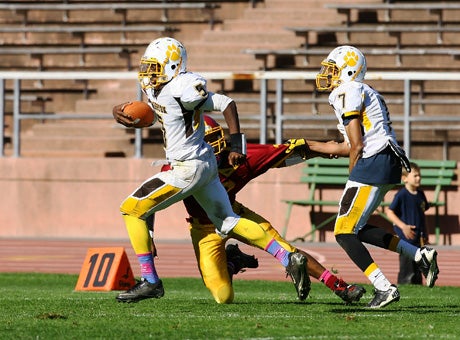Mission quarterback Antione Porter turned around the game with this electrifying 86-yard touchdown run in the third quarter. Porter finished with a game-high 151 yards rushing.