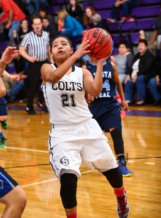Maya Austin of Pueblo South is among the statistical
leaders in the state this season. She tops Class 4A
in three-pointers.