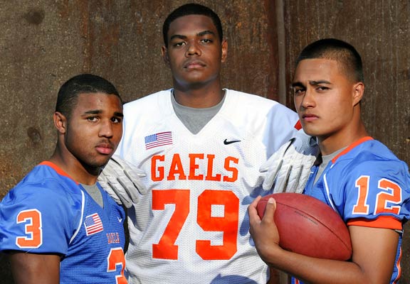 From left to right: Shaquille Powell, Ronnie Stanley, Jarrett Solomon
