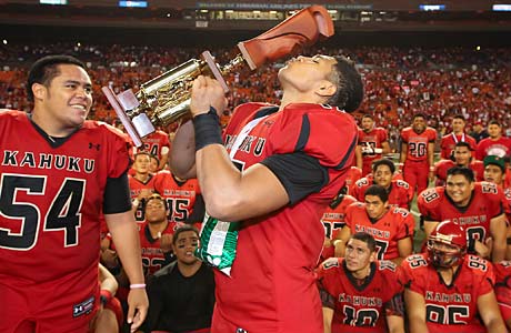 Kahuku celebrated a state title on Saturday; today it celebrates a No. 1 ranking in the Farwest.