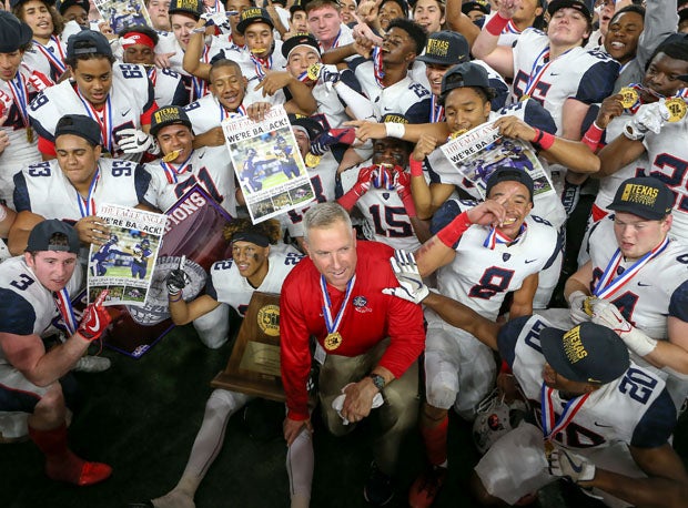 Allen coach Terry Gambill with his state-championship team.
