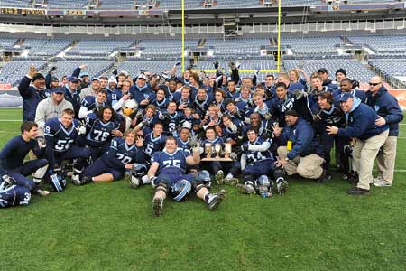 Valor Christian celebrates its third consecutive title.