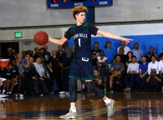 LaMelo in action last season during a highly-anticipated postseason showdown with eventual state champion Bishop Montgomery.