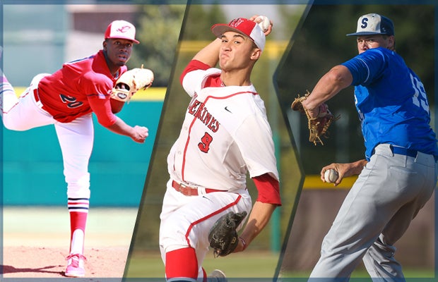 (Left to right) Touki Toussaint of Coral Springs Christian, Jack Flaherty of Harvard-Westlake and Tyler Kolek of Shepherd all expect to be selected in this week's MBL draft.