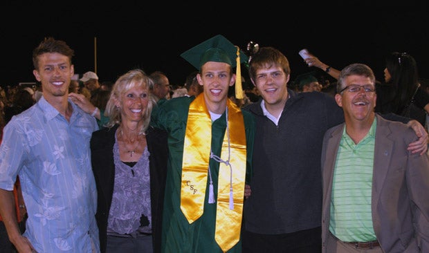 The proud Pickett family (L-R): brother Ryan, mom Judy, Zach, brother Kyle and father Tod. 