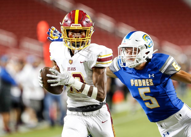 Menlo-Atherton junior Jalen Moss (left) is the No. 10 player to watch in the Central Coast Section in 2021.
