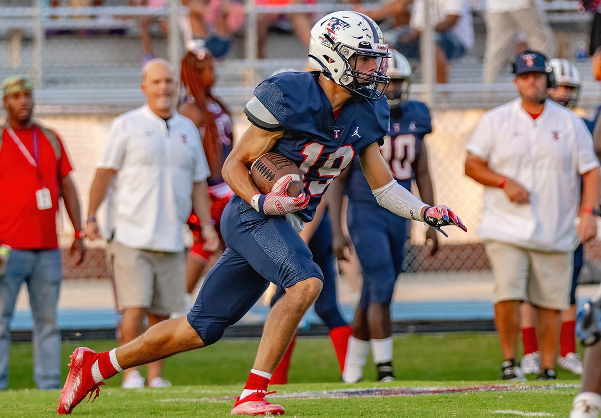 Terry Sanford senior wide receiver Patrick Shook caught a Hail Mary after it was tipped by a defender to win a North Carolina playoff game 58-55 with no time remaining. (File Photo: Matthew Plyler)