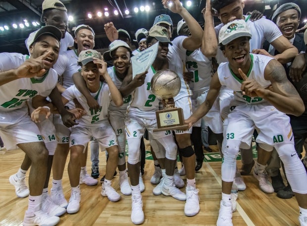 No. 7 Patrick School celebrates after beating Don Bosco Prep for the NJSIAA Tournament of Champions title. 