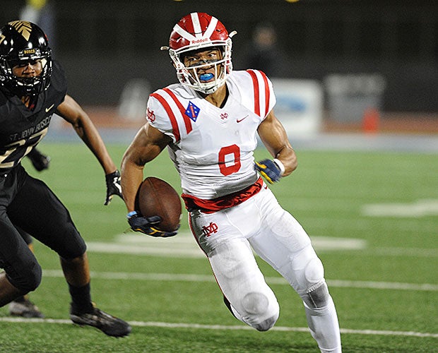 Mater Dei senior Amon-Ra St. Brown did it all, including this 50-yard punt return for a touchdown.