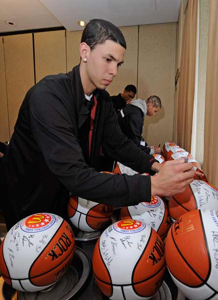 Rivers signs autographs in the lead up to the McDonald's All-American Game in Chicago.