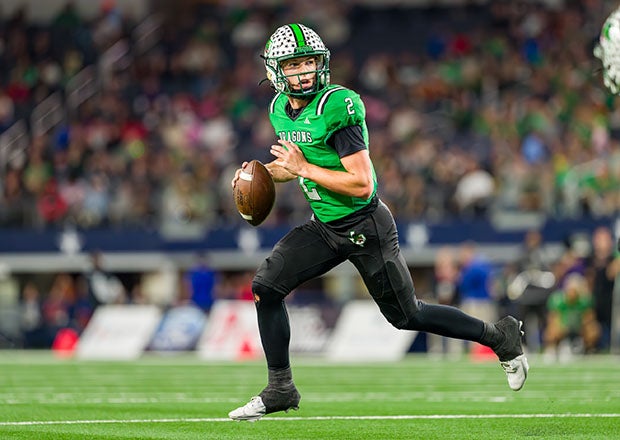 After throwing for nearly 4,000 yards and 40 touchdowns as a junior, Angelo Renda opened his senior season at Southlake Carroll with 248 yards and three scores in a big win for the Dragons. (FILE PHOTO: Alex Garza)