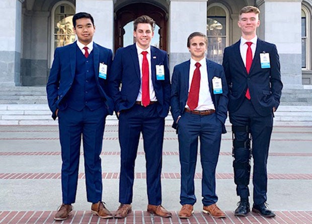 Ryan Raimondi with his campaign team during recent visit to the California State Capitol in Sacramento. From left to right: Laersunder Phoummathep, Raimondi, Colby Calabrese and Jamie Feldermann.