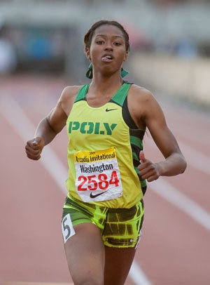 Long Beach Poly senior Ariana Washington looks
to move up the ranks at state meet this weekend.