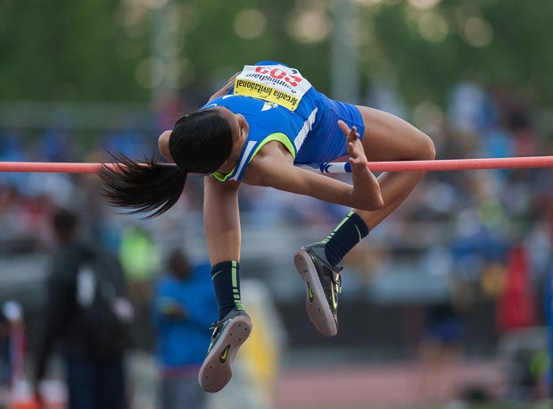 Sophomore Vashti Cunningham, the sister of Randall Cunningham Jr. and daughter of former NFL quarterback Randall Cunningham Sr., set a Nevada record with a winning high jump of 6-3 last month in the Nevada Sunset Region meet at Palo Verde High. The mark broke the previous state record of 6-2.25 by Reed's Gabby Williams at the at the 2012 U.S. Olympic Trials. It also tied five-time Olympian Amy Acuff for No. 2 all time in the U.S.
