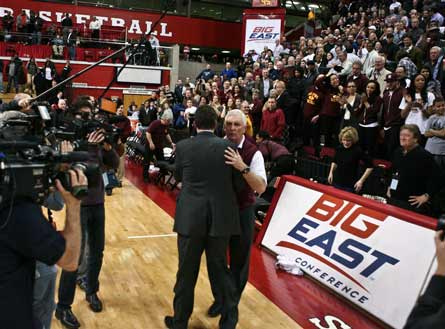 Rivals Hurley and Kevin Boyle of St. Patrick embrace after a huge game in early March.