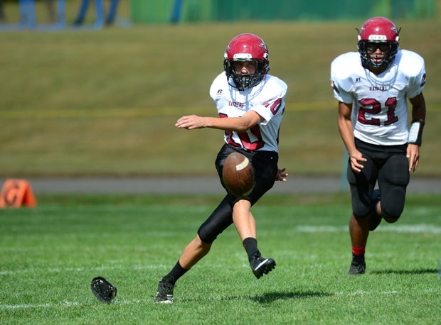 Torrington (Conn.) kicks off in its game against St. Paul Catholic (Bristol, Conn.).