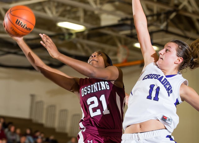 Shadeen Samuels of Ossining (NY) has her team in the NYSPHSAA Class AA Final Four this weekend after averaging 30 points, 7.5 rebounds, 3.5 assists and 3.0 steals in two previous playoff games.