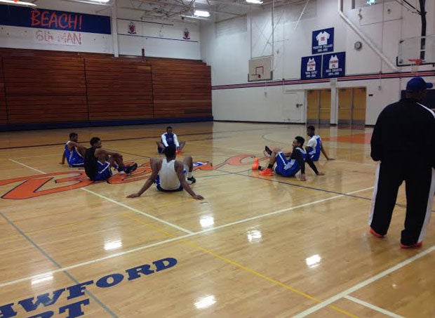 The scene was low key at Jamal Crawford Court at Rainier Beach High School on Wednesday – a far cry from what the Vikings will experience next week in New York City.