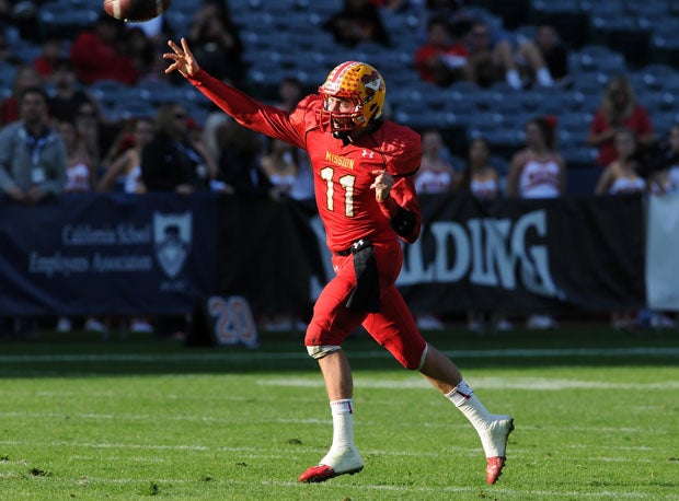 Brock Johnson at Angel Stadium in Anaheim leading Mission Viejo to a 2014 Southern Section title.