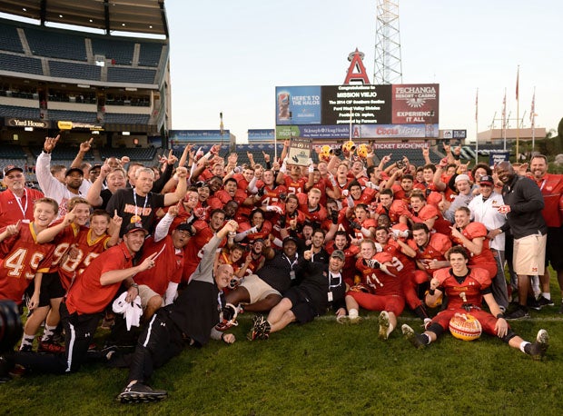 All the Johnsons are in here somewhere following Mission Viejo's 2014 Southern Section title win at Angel Stadium in Anaheim.