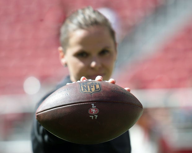 Katie Sowers said once the San Antonio Spurs hired Becky Hammon in the NBA, she wrote on her Instagram: "NFL, I'm coming for you." 