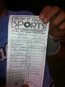 Lineup cards just aren't designed forplayers to play nine positions in a game,like Todd Matthews did.
