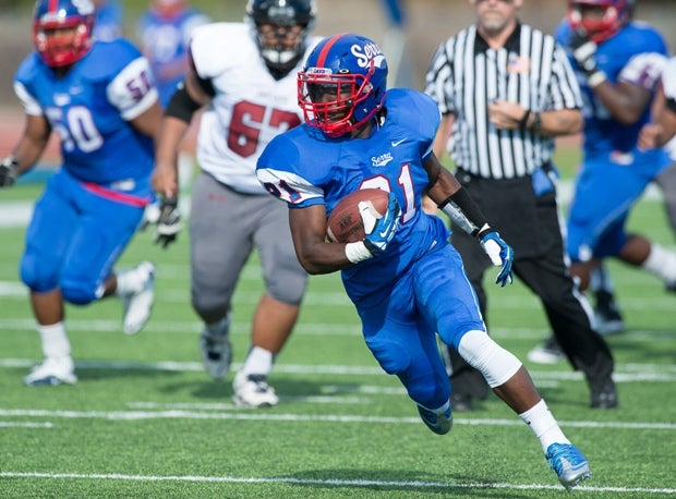 Serra's Adoree' Jackson scored a pair of electrifying touchdowns Saturday in his team's victory over Desert Ridge at the Brothers in Arms Classic.