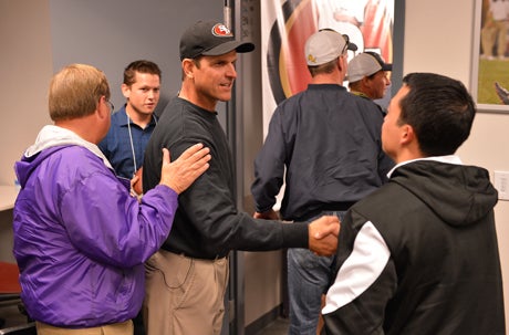 Jim Harbaugh said he isn't a great motivator but more of a teacher than a coach.