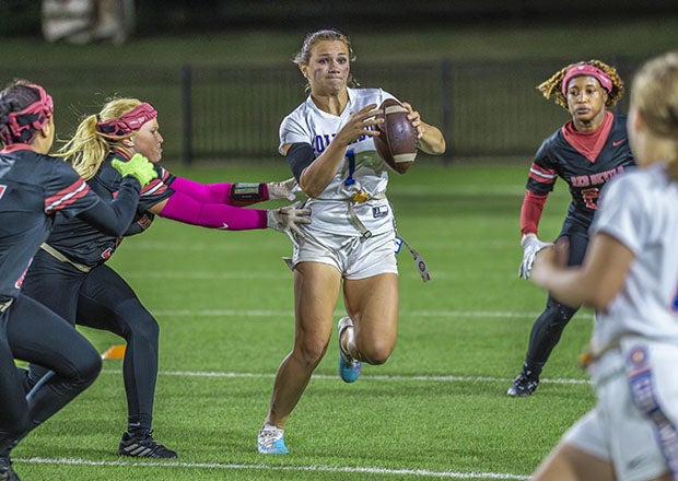 Serenity Hickman in action during an Oct. 17 game against Central of Alabama. (Photo: Josh Metersky)