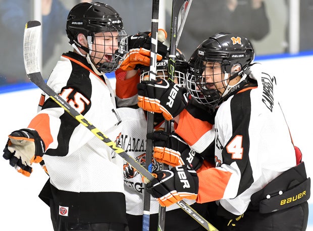 Mamaroneck players celebrate during their win over Suffern.