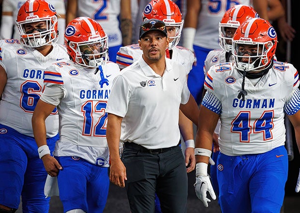 After winning a national title in 2023, head coach Brent Browner is bringing his Bishop Gorman program to the Broward County National Football Showcase in August. (Photo: Timothy Roseberry)