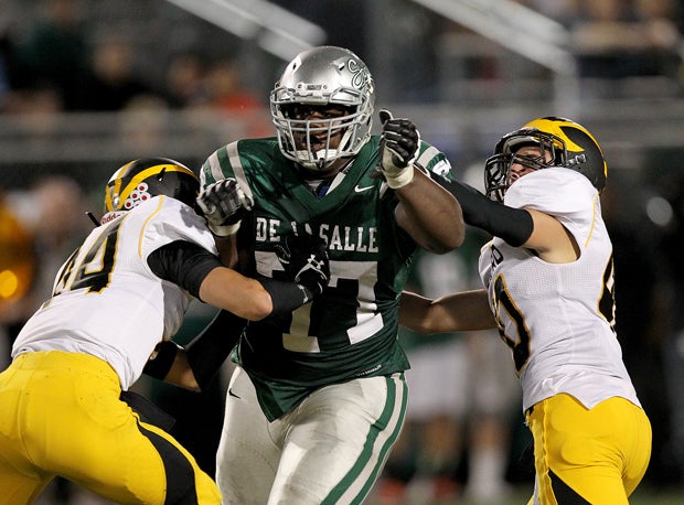 Kahlil McKenzie not only leads De La Salle with 12 sacks, but mostly demands double teams leaving lanes open for teammates.