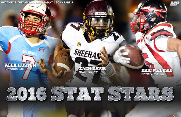 2016 Football Stat Stars - Alex Huston of Glendale (Springfield, Mo.), Zach Davis of Sheehan (Wallingford, Conn.) and Eric Melesio of Norte Vista (Riverside, Calif.)