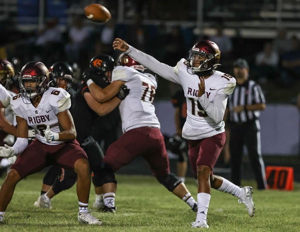 Senior quarterback Tiger Adolpho leads top-ranked Rigby. 