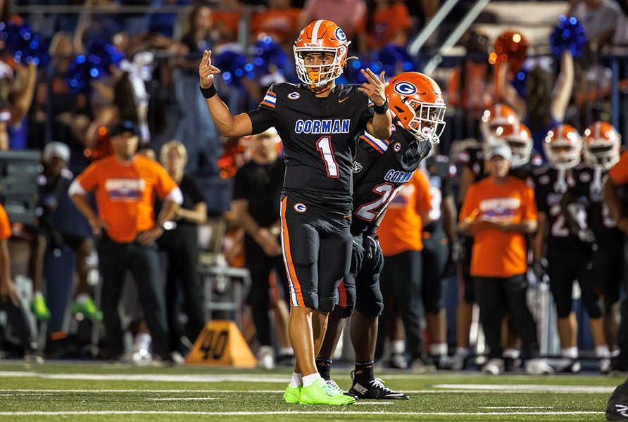 Bishop Gorman quarterback Ace Amina has completed passes to 13 different receivers in four games this season. (PHOTO: Jenni Webber)