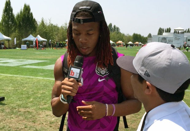 Christian Wallace shows off his interview skills Thursday at The Opening.