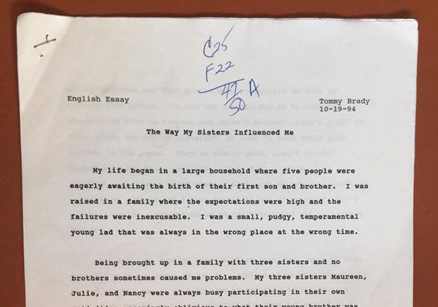 Tom Brady posted his high school essay on Facebook.