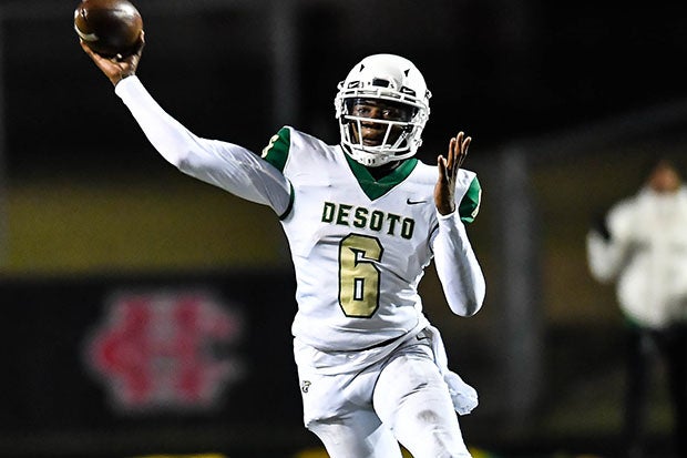 Samari Collier threw for 372 yards and five touchdowns Friday to help DeSoto win big and earn a spot in the MaxPreps Top 25.
