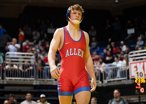 Aiden Cooley was the 190-pound 6A champion in Texas last season, helping Allen win its 16th consecutive state title. Now a senior, Cooley signed with Missouri this week. (PHOTO: Tom Dendy)
