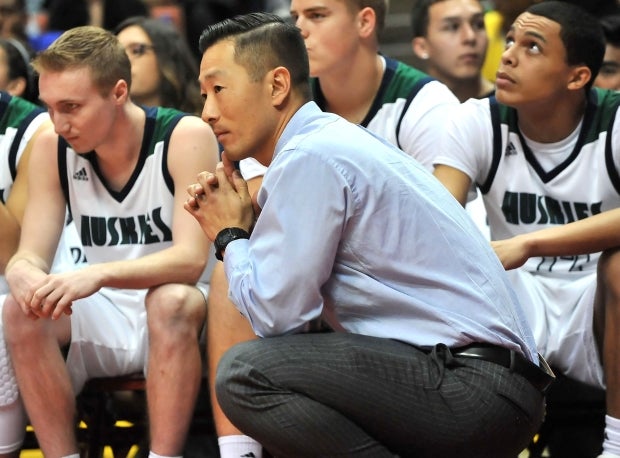 Chino Hills head coach Steve Baik looks on.